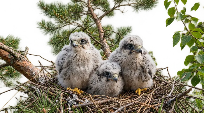 Alcotán europeo — pollo (en nido)