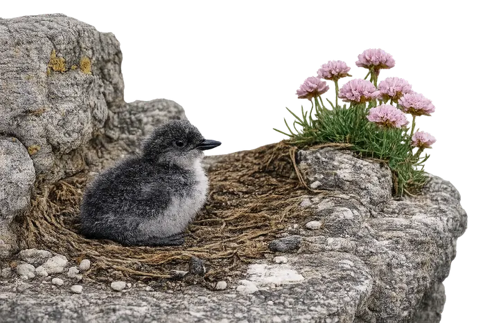 Arao común — pollo (en nido)
