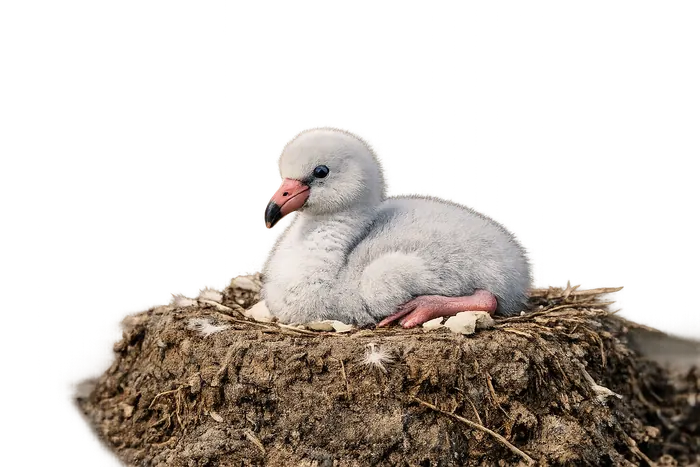Flamenco común — pollo (en nido)