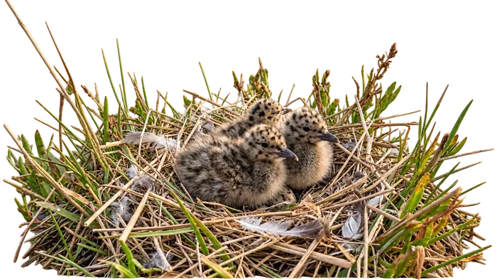 Gaviota reidora — pollo (en nido)
